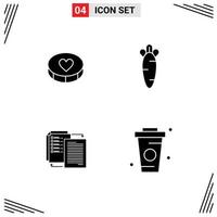 Group of 4 Solid Glyphs Signs and Symbols for favorite share loves easter wlan Editable Vector Design Elements