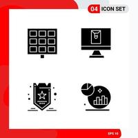 Creative Set of 4 Universal Glyph Icons isolated on White Background Creative Black Icon vector background