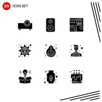 9 Creative Icons Modern Signs and Symbols of tag label rain label gear Editable Vector Design Elements