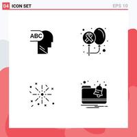 4 Thematic Vector Solid Glyphs and Editable Symbols of Layer alert day fire notification Editable Vector Design Elements