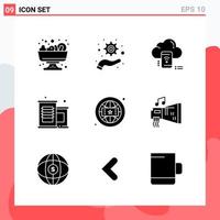 Collection of 9 Vector Icons in solid style Modern Glyph Symbols for Web and Mobile Solid Icon Sign Isolated on White Background 9 Icons Creative Black Icon vector background