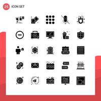 25 Thematic Vector Solid Glyphs and Editable Symbols of customer mute access microphone security Editable Vector Design Elements