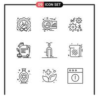 conjunto de 9 iconos de estilo de línea para web y símbolos de esquema móvil para signos de icono de línea de impresión aislados en fondo blanco 9 conjunto de iconos fondo de vector de icono negro creativo