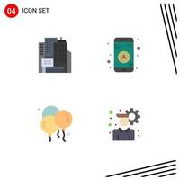 Group of 4 Flat Icons Signs and Symbols for architecture fathers day gps balloon configuration Editable Vector Design Elements