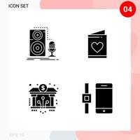 Vector Pack of 4 Icons in Solid Style Creative Glyph Pack isolated on White Background for Web and Mobile Creative Black Icon vector background