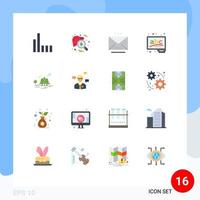 conjunto de 16 iconos de interfaz de usuario modernos signos de símbolos para colina aprender correo electrónico tiza abc paquete editable de elementos creativos de diseño de vectores