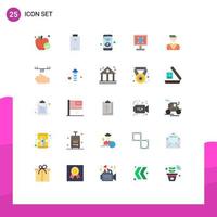 User Interface Pack of 25 Basic Flat Colors of man program network design crop Editable Vector Design Elements