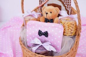 beautiful gift basket as a background photo