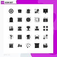 Pictogram Set of 25 Simple Solid Glyphs of entertainment trumpet pass music list Editable Vector Design Elements