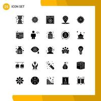 25 Universal Solid Glyphs Set for Web and Mobile Applications place location flow internet setting Editable Vector Design Elements