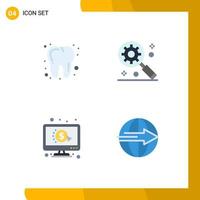 Flat Icon Pack of 4 Universal Symbols of dental ppc digital marketing concept click delivery Editable Vector Design Elements