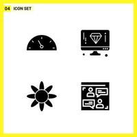 4 Icon Set Simple Solid Symbols Glyph Sign on White Background for Website Design Mobile Applications and Print Media Creative Black Icon vector background