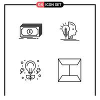 Set of 4 Line Style Icons for web and mobile Outline Symbols for print Line Icon Signs Isolated on White Background 4 Icon Set Creative Black Icon vector background