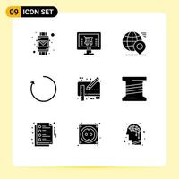 9 Creative Icons Modern Signs and Symbols of document rotate globe clockwise location Editable Vector Design Elements