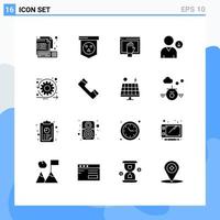 16 Creative Icons Modern Signs and Symbols of agile next skull down internet Editable Vector Design Elements