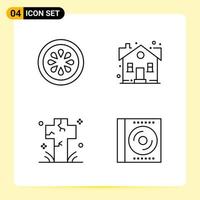 4 Creative Icons for Modern website design and responsive mobile apps 4 Outline Symbols Signs on White Background 4 Icon Pack Creative Black Icon vector background