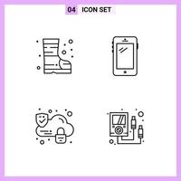 4 Icons in Line Style Outline Symbols on White Background Creative Vector Signs for Web mobile and Print Creative Black Icon vector background