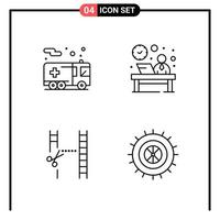 Set of 4 Line Style Icons for web and mobile Outline Symbols for print Line Icon Signs Isolated on White Background 4 Icon Set Creative Black Icon vector background