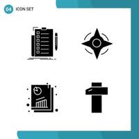 Vector Pack of 4 Glyph Symbols Solid Style Icon Set on White Background for Web and Mobile Creative Black Icon vector background