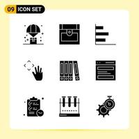 9 Creative Icons for Modern website design and responsive mobile apps 9 Glyph Symbols Signs on White Background 9 Icon Pack Creative Black Icon vector background