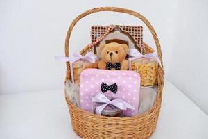 beautiful gift basket as a background photo