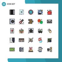 Set of 25 Modern UI Icons Symbols Signs for graph analytics sound analysis management Editable Vector Design Elements