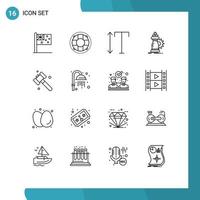 16 Thematic Vector Outlines and Editable Symbols of construction knight preserver horse strategy Editable Vector Design Elements