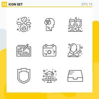 Collection of 9 Universal Line Icons Icon Set for Web and Mobile Creative Black Icon vector background