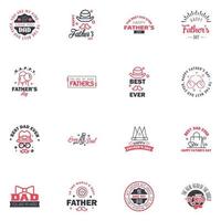 Set of Happy Fathers day elements 16 Black and Pink Vector illustration Editable Vector Design Elements