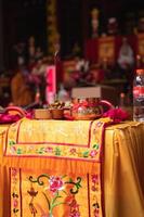 Bandung City, Indonesia, 2022 - The Architecture of the Buddha Temple with Chinese ornament like red colors amazes the Buddhist people while praying photo