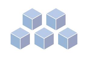 Block symbol. Blue 3d Cube set. Blockchain technology. Vector flat icon