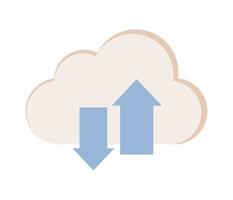 Cloud computing icon. Upload, download, settings symbols. Online data storage. Big data. Vector flat illustration