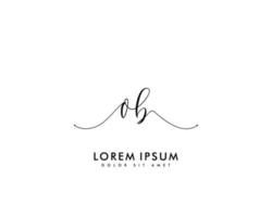 Initial letter OB Feminine logo beauty monogram and elegant logo design, handwriting logo of initial signature, wedding, fashion, floral and botanical with creative template vector