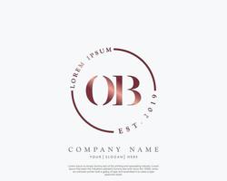 Initial letter OB Feminine logo beauty monogram and elegant logo design, handwriting logo of initial signature, wedding, fashion, floral and botanical with creative template vector