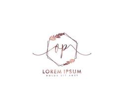 letra inicial op logo femenino monograma de belleza y elegante diseño de logotipo, logotipo de escritura a mano de firma inicial, boda, moda, floral y botánica con plantilla creativa vector