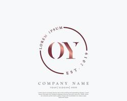 Initial letter OY Feminine logo beauty monogram and elegant logo design, handwriting logo of initial signature, wedding, fashion, floral and botanical with creative template vector