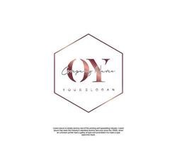 Initial letter OY Feminine logo beauty monogram and elegant logo design, handwriting logo of initial signature, wedding, fashion, floral and botanical with creative template vector