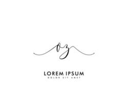 letra inicial oz logotipo femenino monograma de belleza y elegante diseño de logotipo, logotipo de escritura a mano de firma inicial, boda, moda, floral y botánica con plantilla creativa vector