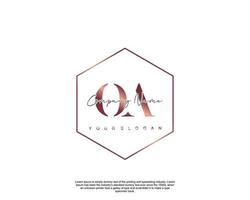 Initial letter OA Feminine logo beauty monogram and elegant logo design, handwriting logo of initial signature, wedding, fashion, floral and botanical with creative template vector