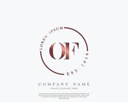 Initial letter OF Feminine logo beauty monogram and elegant logo design, handwriting logo of initial signature, wedding, fashion, floral and botanical with creative template vector