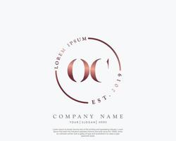 Initial letter OC Feminine logo beauty monogram and elegant logo design, handwriting logo of initial signature, wedding, fashion, floral and botanical with creative template vector