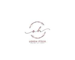 letra inicial oh monograma de belleza de logotipo femenino y diseño de logotipo elegante, logotipo de escritura a mano de firma inicial, boda, moda, floral y botánica con plantilla creativa vector