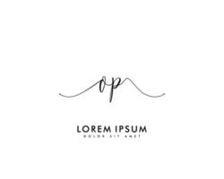 letra inicial op logo femenino monograma de belleza y elegante diseño de logotipo, logotipo de escritura a mano de firma inicial, boda, moda, floral y botánica con plantilla creativa vector