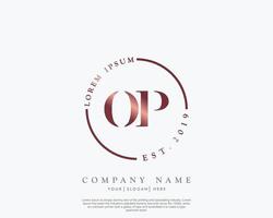 Initial letter OP Feminine logo beauty monogram and elegant logo design, handwriting logo of initial signature, wedding, fashion, floral and botanical with creative template vector