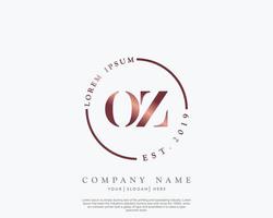 Initial letter OZ Feminine logo beauty monogram and elegant logo design, handwriting logo of initial signature, wedding, fashion, floral and botanical with creative template vector