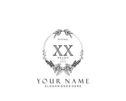 Initial XX beauty monogram and elegant logo design, handwriting logo of initial signature, wedding, fashion, floral and botanical with creative template. vector