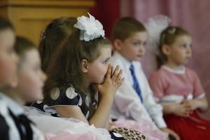 Belarus, Gomil city, May 16, 2019 Matinee in kindergarten.A group of children at a matinee in kindergarten. photo