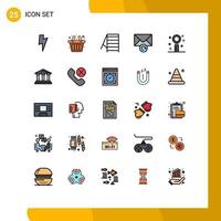 25 Thematic Vector Filled line Flat Colors and Editable Symbols of bank romance tools lifestyle celebration Editable Vector Design Elements