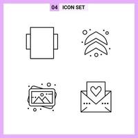 4 Icons in Line Style Outline Symbols on White Background Creative Vector Signs for Web mobile and Print