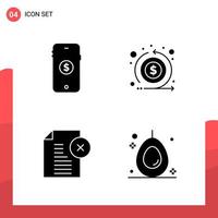 Pack of 4 Universal Glyph Icons for Print Media on White Background vector